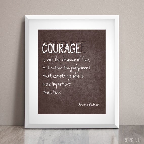 Items similar to Courage Word Art Print Ambrose Redmoon brown