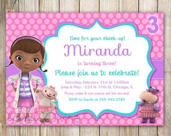 Doc McStuffins Invitation, Doc McStuffins Invite, 2nd Birthday Invitation, 3rd Birthday, 4th birthday, 5th birthday, PRINTABLE
