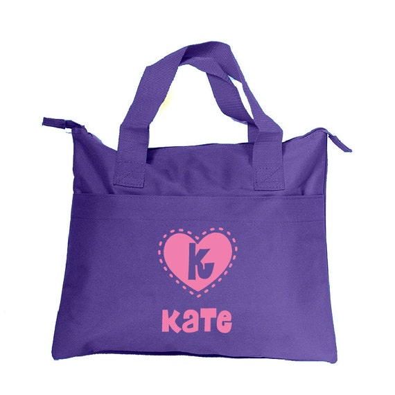 Personalized Kids Tote Bag Purple Canvas Bag with Monogram