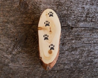 Cat Fridge Magnet. Rustic Fridge Magnet. Wooden Fridge Magnet with Cat Tracks. Cat Lover Magnet. Cat Lover Gift. Cat Paw Magnet.