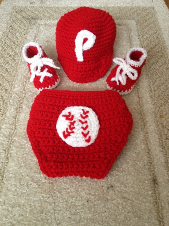 Crocheted philadelphia Phillies inspired Baseball Hat and