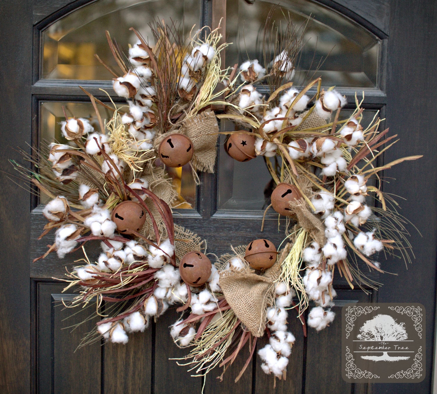 Christmas Wreath Burlap Wreath Cotton Wreath by 