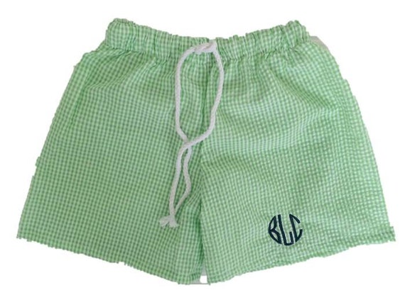 SALE Boys Seersucker Swim Trunks Baby by ShopModernMonograms