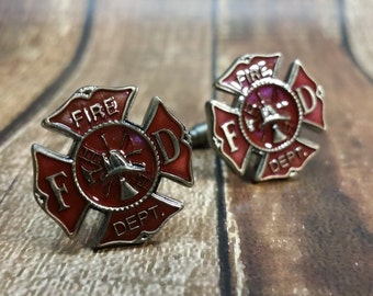 Firefighter cufflink - Fire badge cuff link - Fire department - Fireman