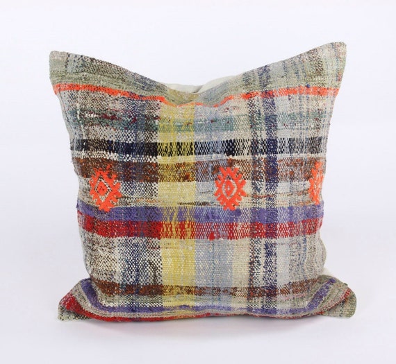 Items similar to Hand Woven Rag Rug Pillow 24"x24" on Etsy