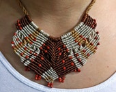 Brown Macrame Necklace/Macrame necklace/Boho necklace/Hippie chic necklace/Micromacrame jewerly/beaded macrame jewelry/