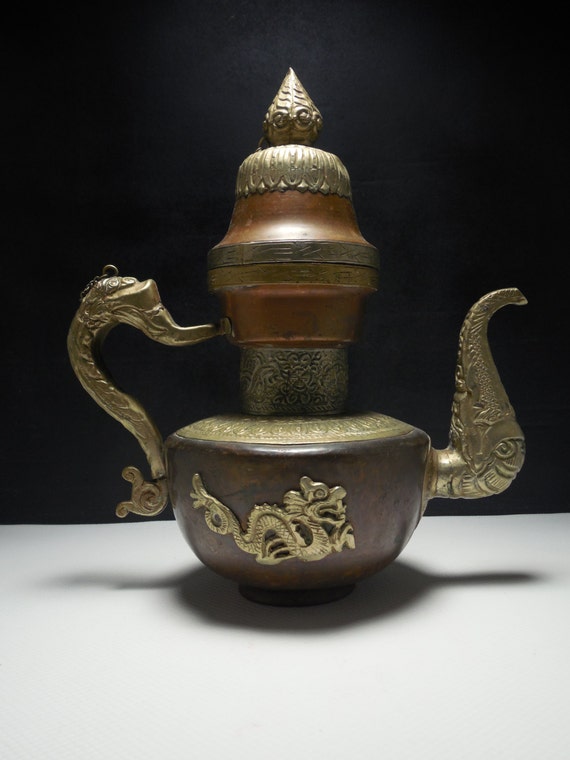 Tea pot antique Tibetan bronze ewer antique Chinese bronze