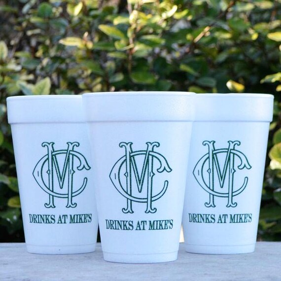Personalized Styrofoam Cups Monogrammed Wedding Cups