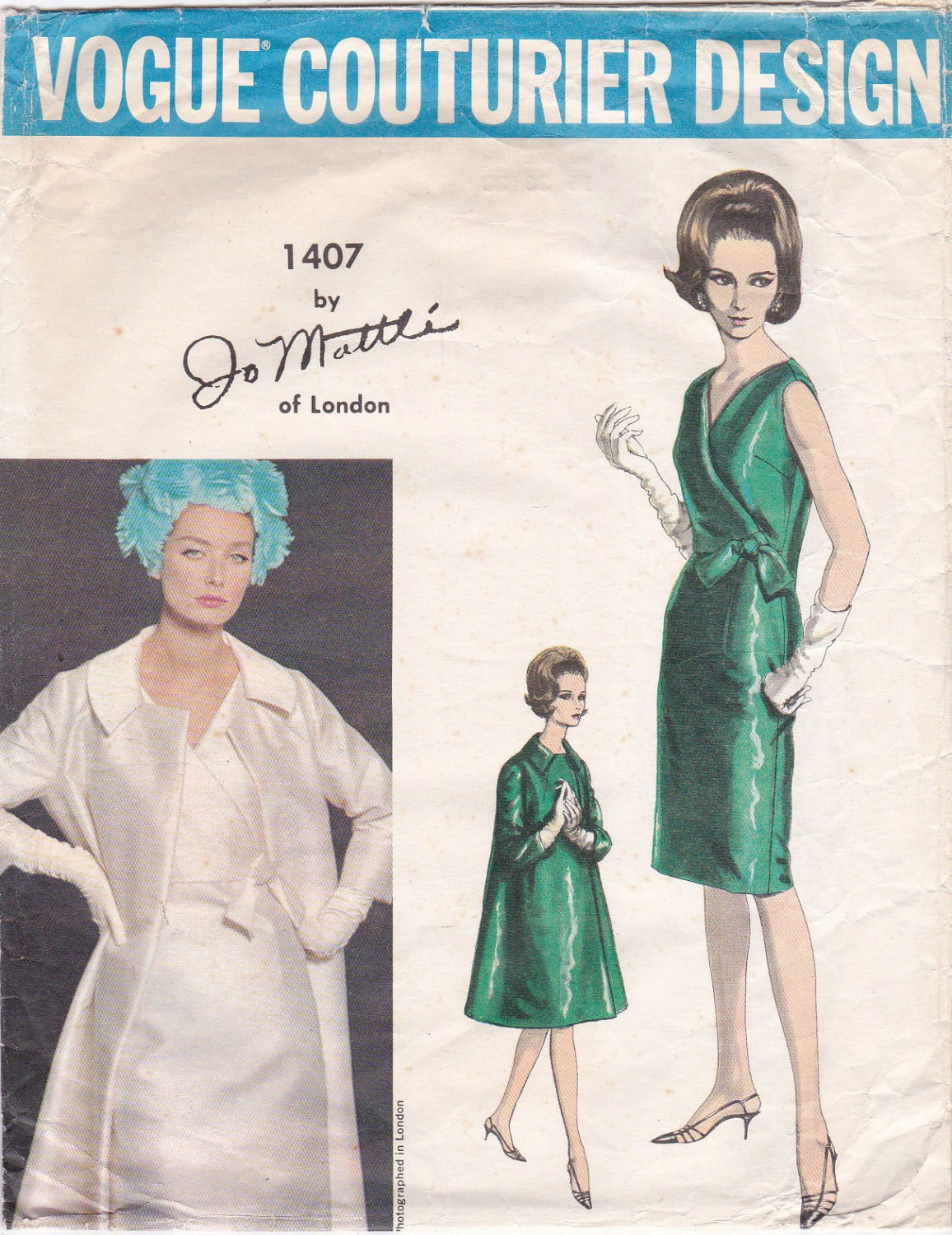 1960s Jo Mattli dress and coat pattern feat. Tania Mallet, Vogue Couturier Design 1407