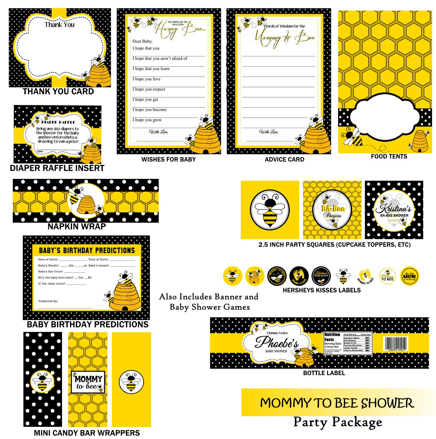 Mommy to Bee Baby Shower Invitation Polka Dots Bee Baby