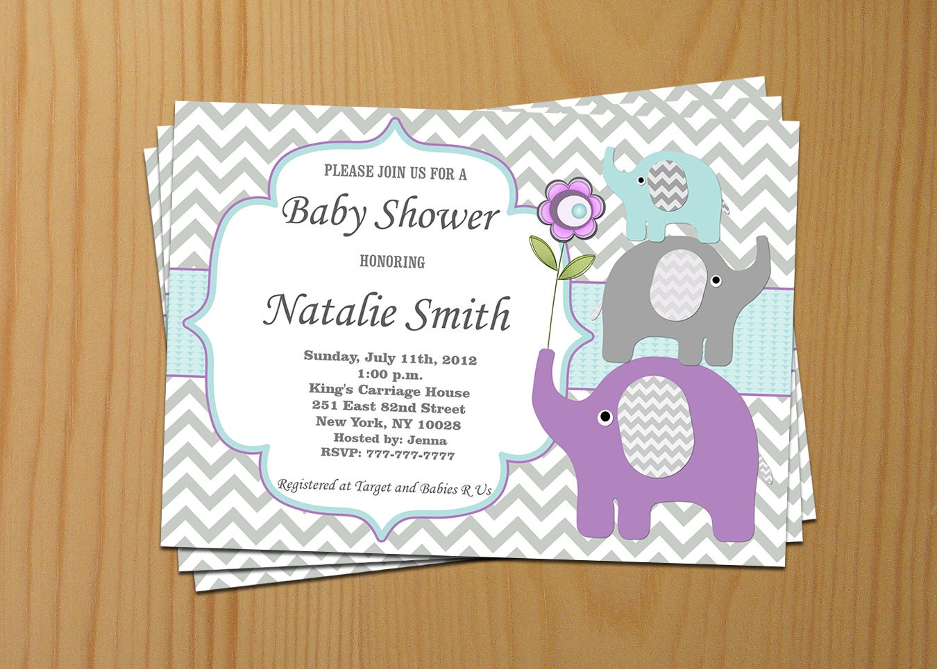 Gender Neutral Baby Shower Invitation Elephant Baby Shower