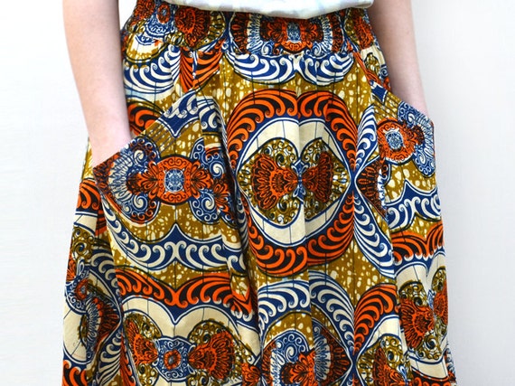 Full Flared Midi African Midi Skirt Printed Skirt African
