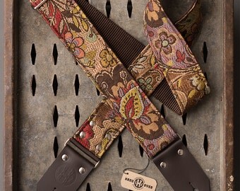 Canyon Deuce Series 2" brown floral guitar strap