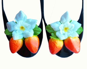 10% off with the code BDAY10 Rockabilly 50's Floral Strawberry Shoe Clips