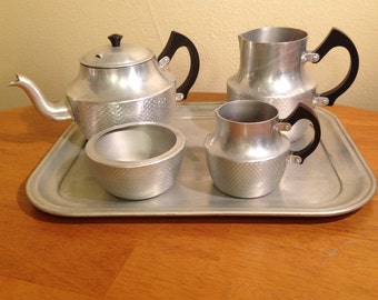 Vintage Aluminum Teapot Serving Set by Jonell