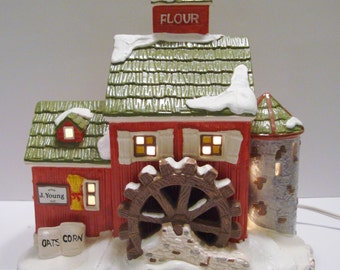 Dept 56 Snow Village J Young's Granary Light Up Building 1989 5149-7 Free Shipping