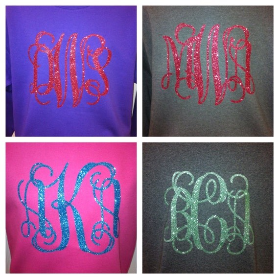 Adult Vinyl/Glitter Monogram Sweatshirt