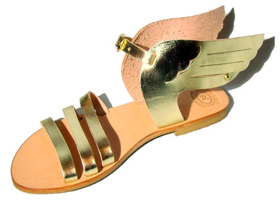 Greek wing leather sandals, women sandals, goddess sandals, authentic ...