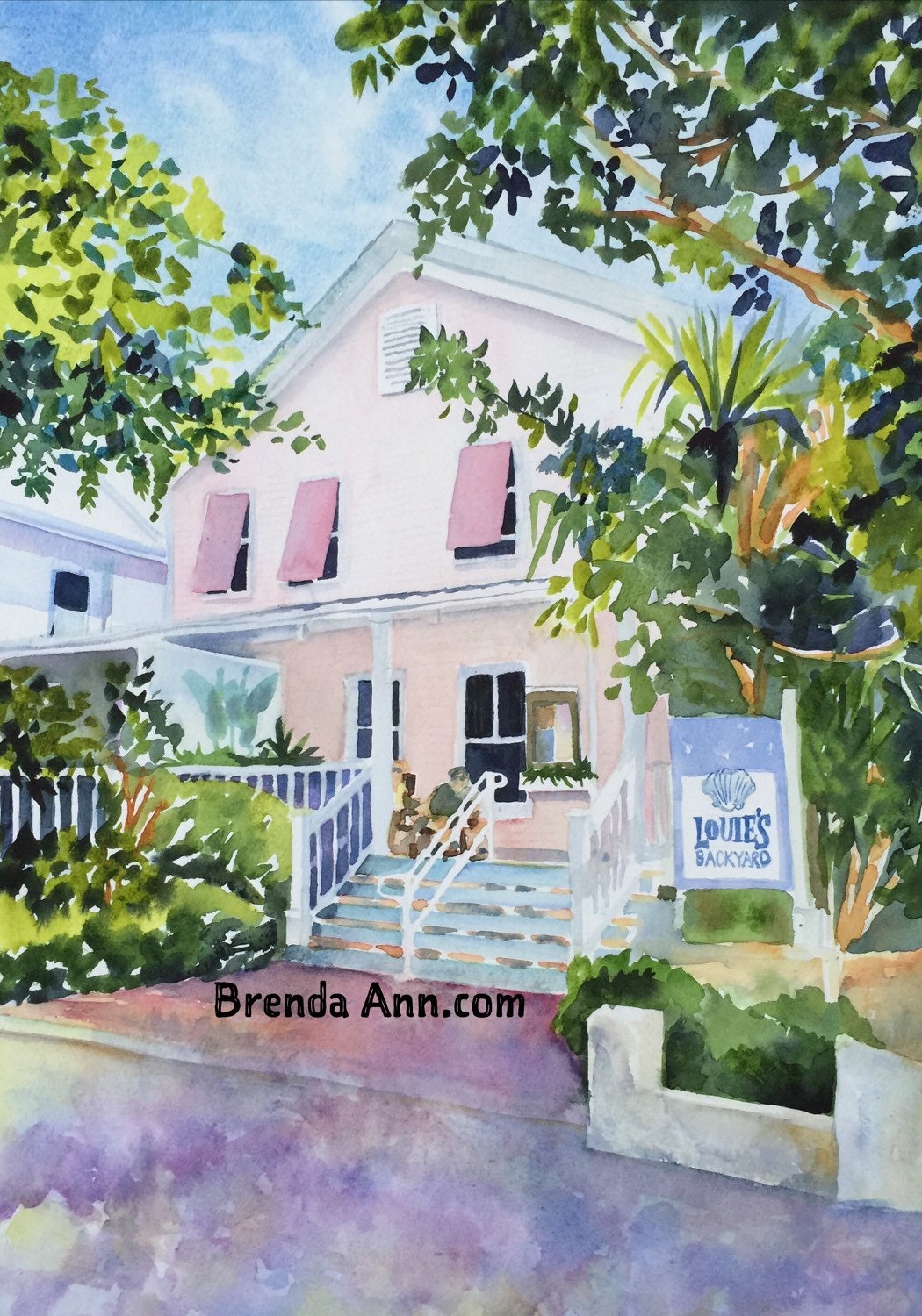 Key West Louies Backyard 2 Florida Keys Watercolor