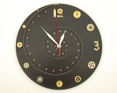 Steampunk wall clock Time Spiral, steampunk clocks, modern wall clocks, unusual wall clocks, black wall clock, steampunk style, gift for men Steampunk wall clock Time Spiral, steampunk clocks, modern wall clocks, unusual wall clocks, black wall clock, steampunk style, gift for men