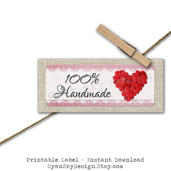 Items similar to Handmade With Love DIY Printable Sticker Label Design ...