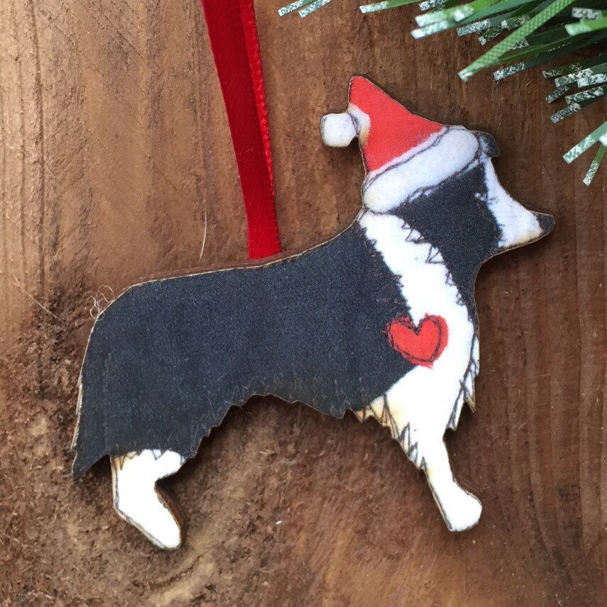 border collie christmas ornament wooden by beaglenthread border collie christmas ornament wooden by beaglenthread