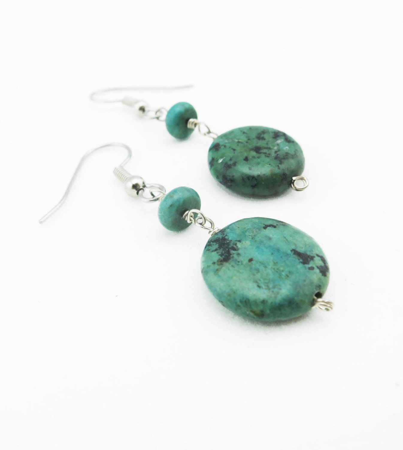 Natural Turquoise Drop Earrings Turquoise by jewelrybyCandaceJ
