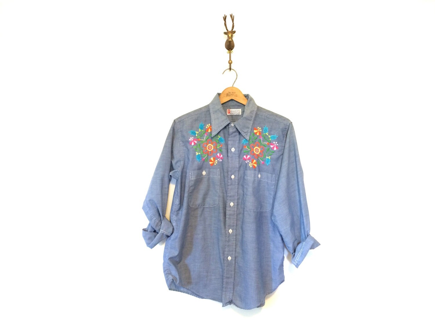 Embroidered Chambray Work Shirt