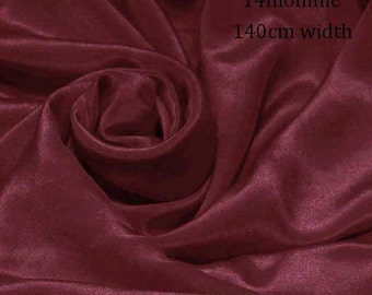 Sample/ Yards/Meters 100% Pure Silk Fabric Crepe De Chine 55" /140cm wide 14momme for Dress Material Persian red Color crepe 10W-14mmW
