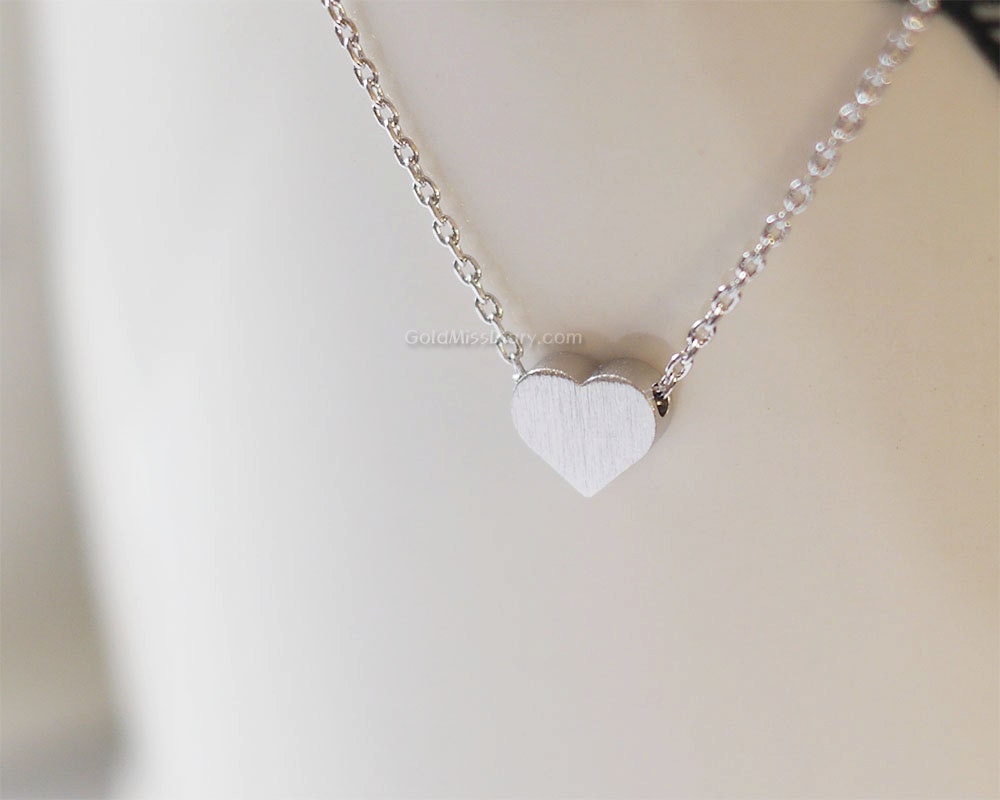 Silver tiny Heart necklace simple heart necklaces silver