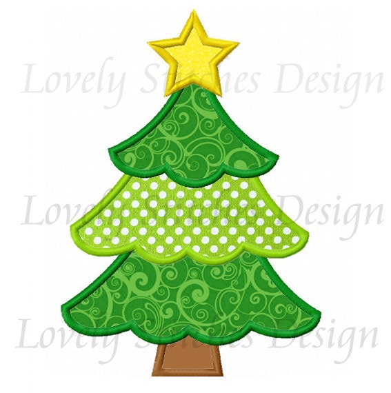 Christmas Tree Applique Machine Embroidery Design NO:0273