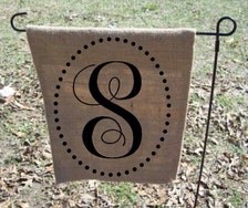 Monogram burlap, monogram flag, personalized burlap garden flag ...