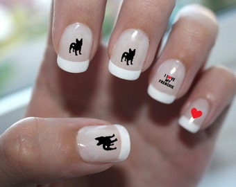 French Bulldog Love Nail Art