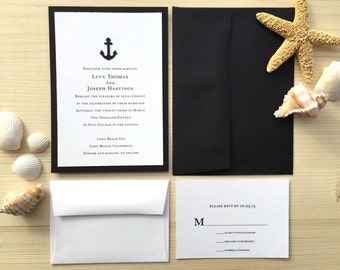 Black And White Beach Wedding Invitations 8