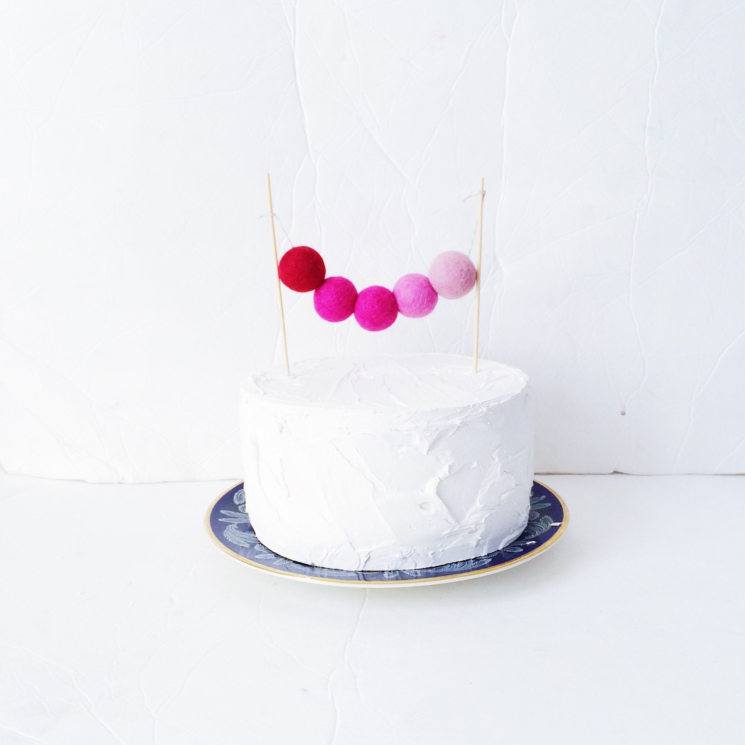 Pink Ombre Wool Ball Cake Topper Customizable by GlamFeteByBri