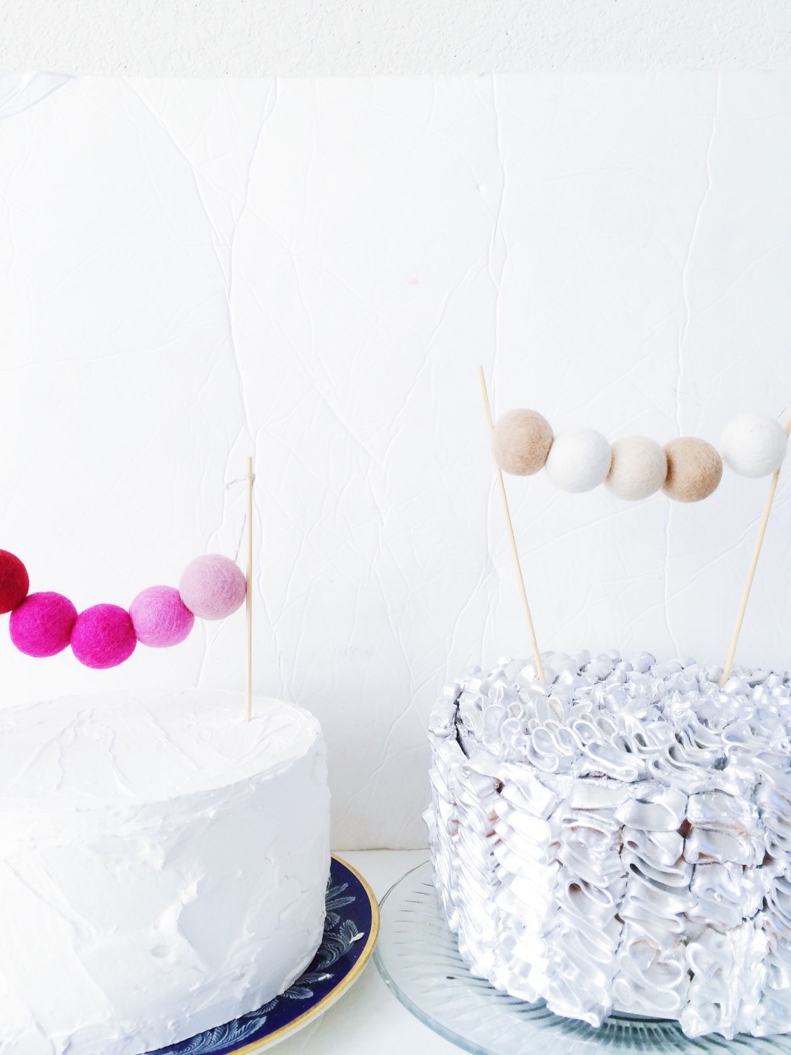 Pink Ombre Wool Ball Cake Topper Customizable by GlamFeteByBri