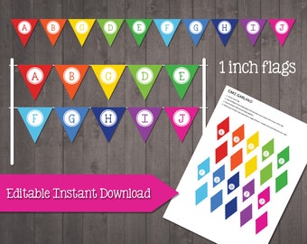 EDITABLE Rainbow Cake Garland - PRINTABLE Rainbow Cake Topper - Happy Birthday, Rainbow Baby Shower, Welcome Home - Instant Download