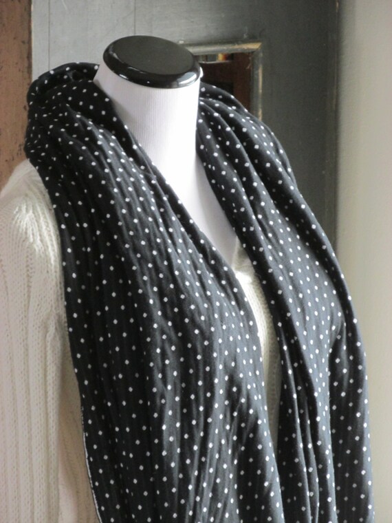 Black & White Dots/Stripes Jersey Knit Infinity Scarf