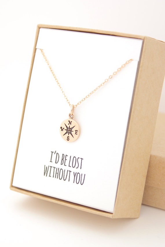 Gold compass necklace (box photo)