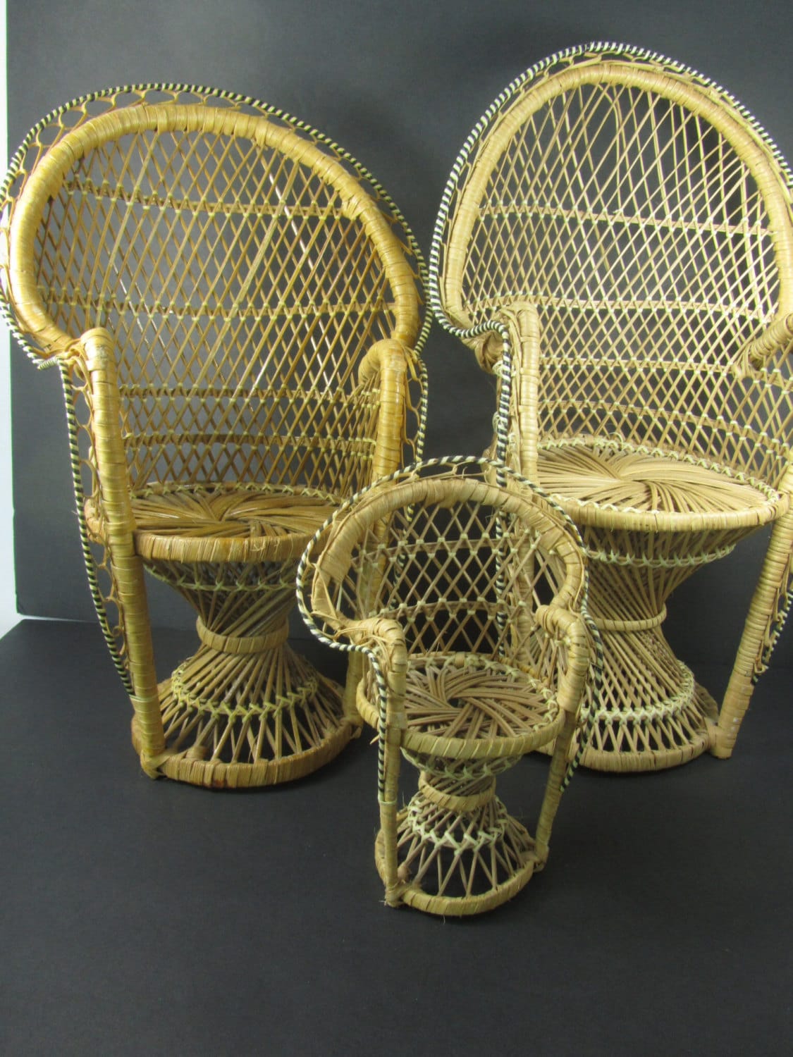 Doll Wicker fan chair Doll Peacock Chair Doll Wicker Chair