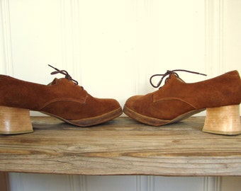 Awesome Size 37 US 7Vintage San M arina Laced Chunky Heels Oxford ...