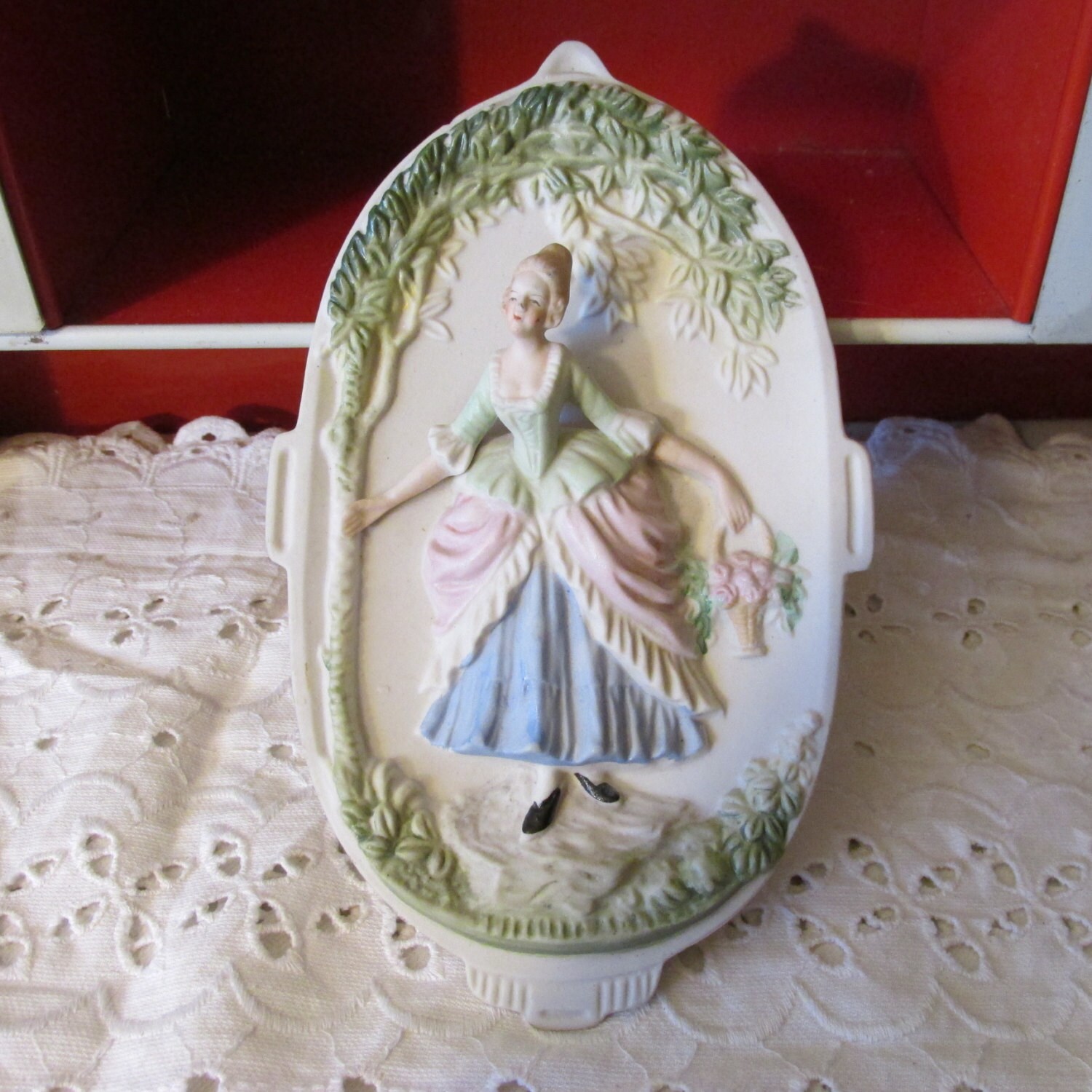 Vintage Porcelain Bisque Wall Plaque Made in Occupied Japan