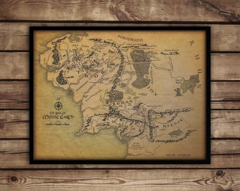 Map of Middle earth, Middle earth map, Lord of the rings poster,fan art up to 30"x 40"