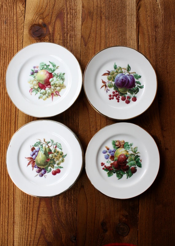 Vintage Porcelain Fruit Plates Set of Eight by NanasAtticFairy