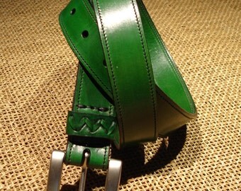 LEATHER HANDMADE BELT / Leather Belt / Belt Handmade / Belt Accessories / Belt Men / Belt Woman / Belt Unisex / Green Belt Leather.