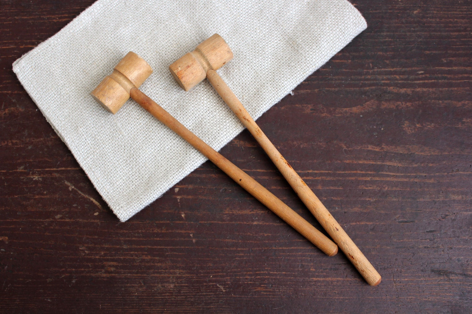 Swedish Vintage Wooden Hammers Set of 2 Xylophone Hammer