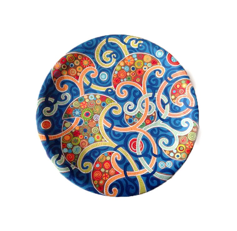 Decorative Wall Plate Oriental Blue Ceramic Wall