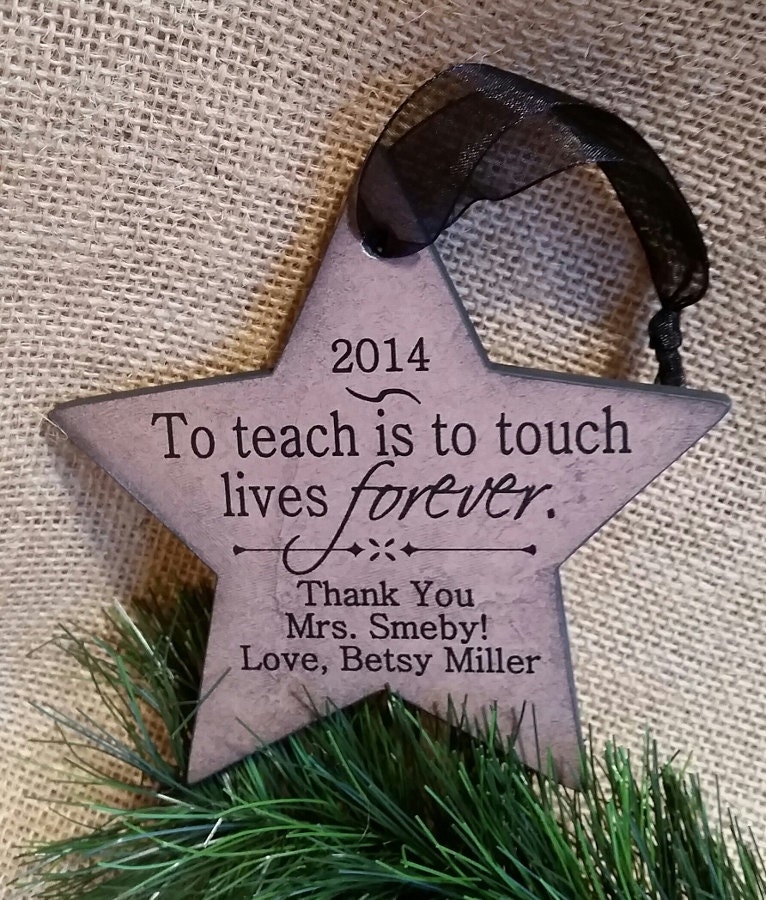 Personalized TEACHER Christmas Ornament STAR - school aide helper assistant