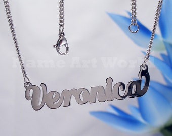 Veronica name necklaces. stainless steel. next day ship. never tarnishes. shiny silver color