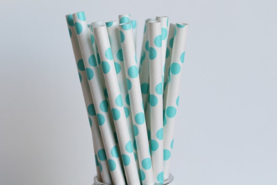 Aqua Blue Polka Dot Paper Straws-Aqua Blue Mason Jar Straws-Baby Shower Straws-Polka Dot Paper Straws-Aqua Blue Party Straw-Wedding Straws Il_570xn